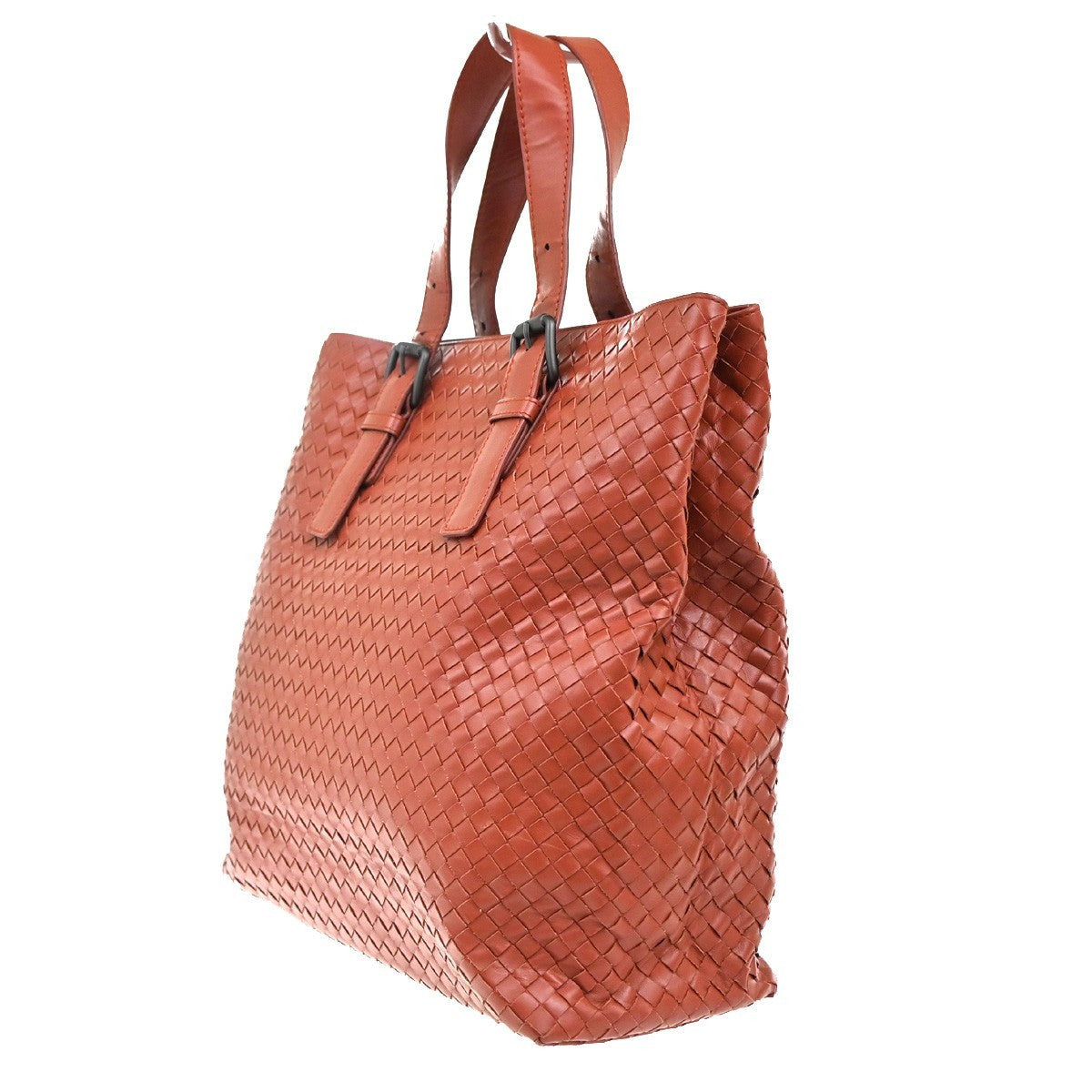 BOTTEGA VENETA Logo Intrecciato Shoulder Hand Bag Leather Red Italy 91MA191