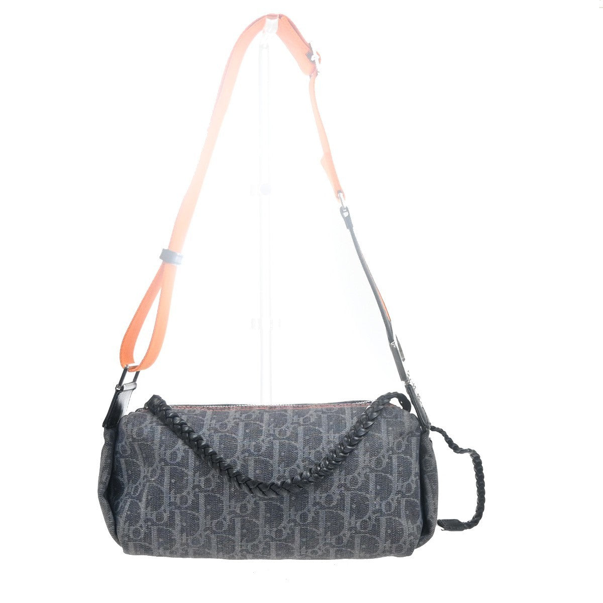 CHRISTIAN DIOR Trotter Flight Line Shoulder Bag Denim Canvas Leather BE 41RL890
