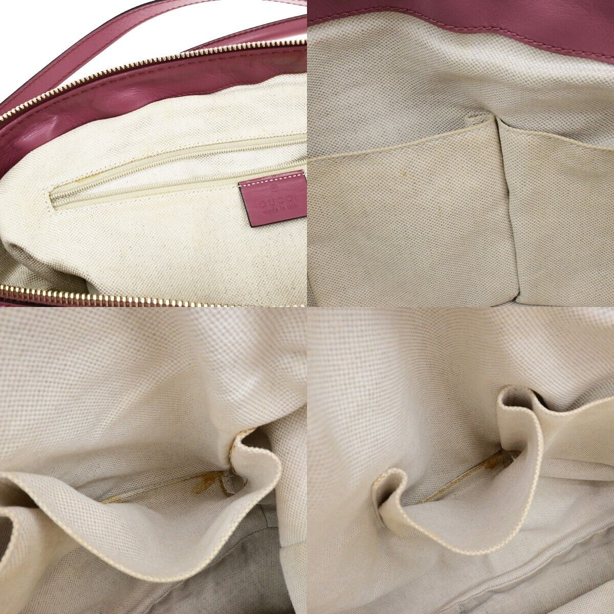GUCCI Logo GG Pattern Shoulder Bag Canvas Leather Pink Brown GHW 32ED950