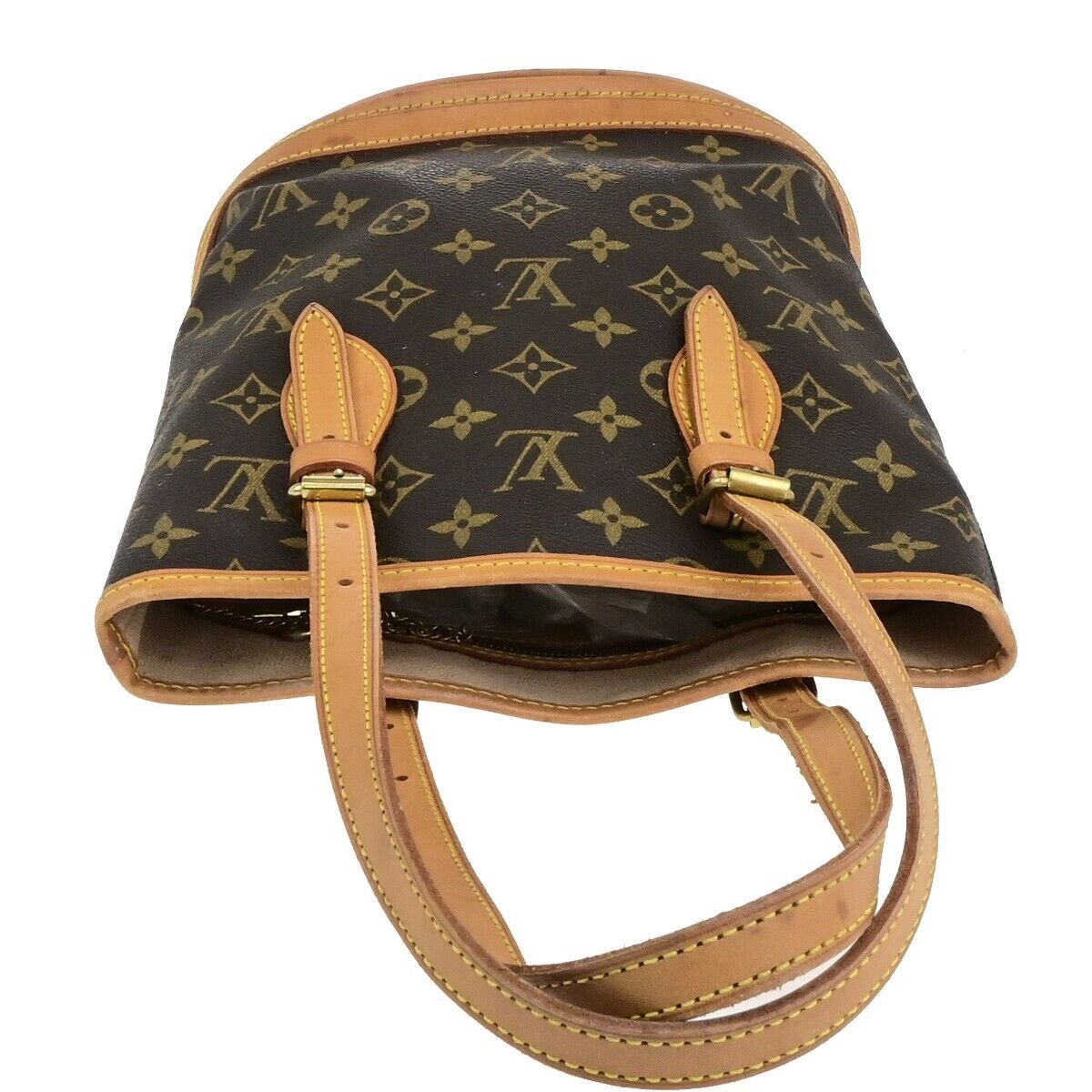 LOUIS VUITTON BUCKET PM Shoulder Tote Bag Monogram Leather Brown M42238 33ED400