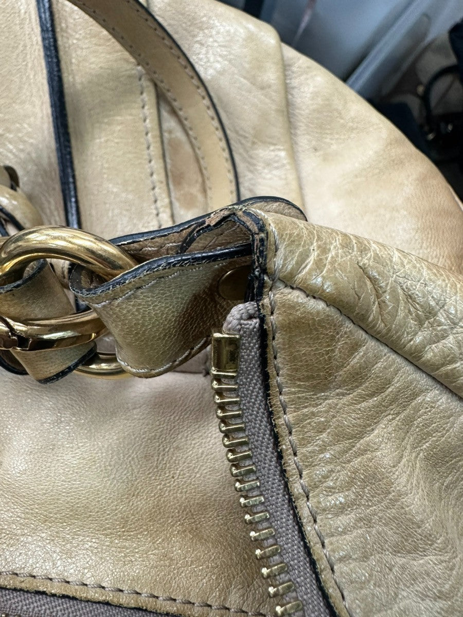CHLOE Logo Heloise Hobo 2Way Crossbody Shoulder Bag Leather Beige GHW 66CA524