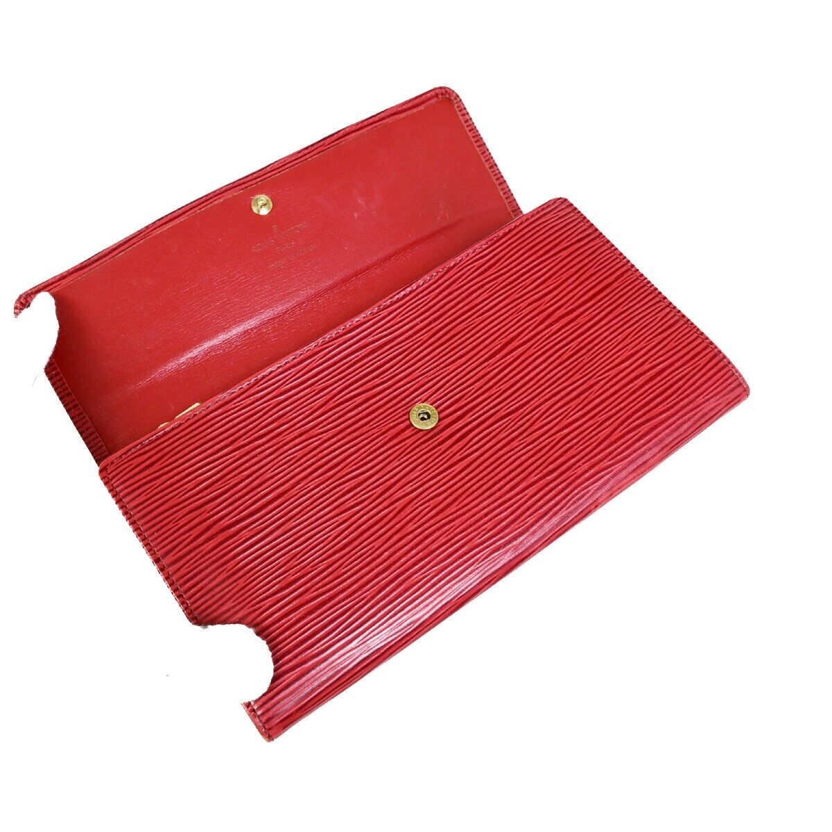 LOUIS VUITTON LV Logo 2 Set Bifold Long Wallet Epi Leather Red Ruby 61KA294