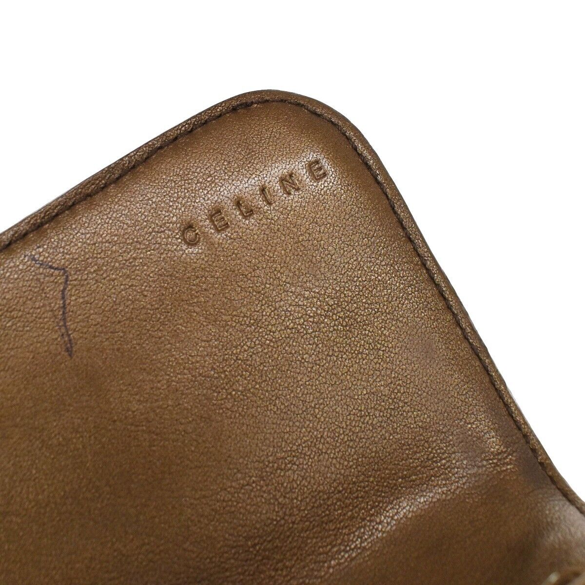 CELINE Logo Macadam Long Bifold Wallet Purse Suede Leather Brown 07GA648
