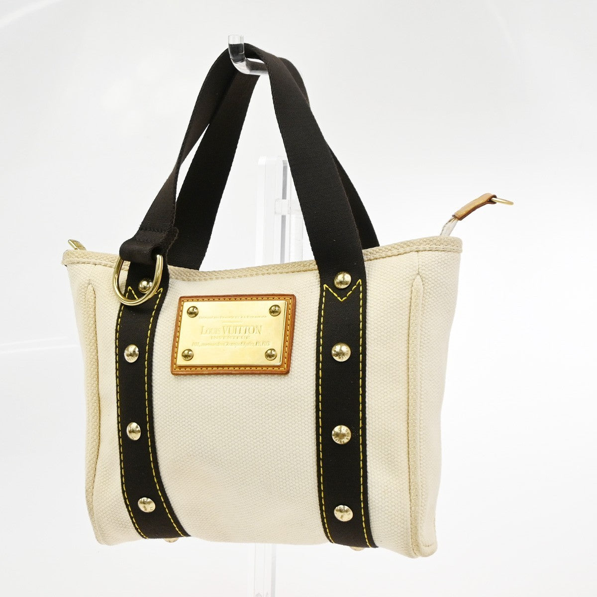 LOUIS VUITTON Cabas PM Hand Bag Antigua Canvas Leather White M40039 67CA998