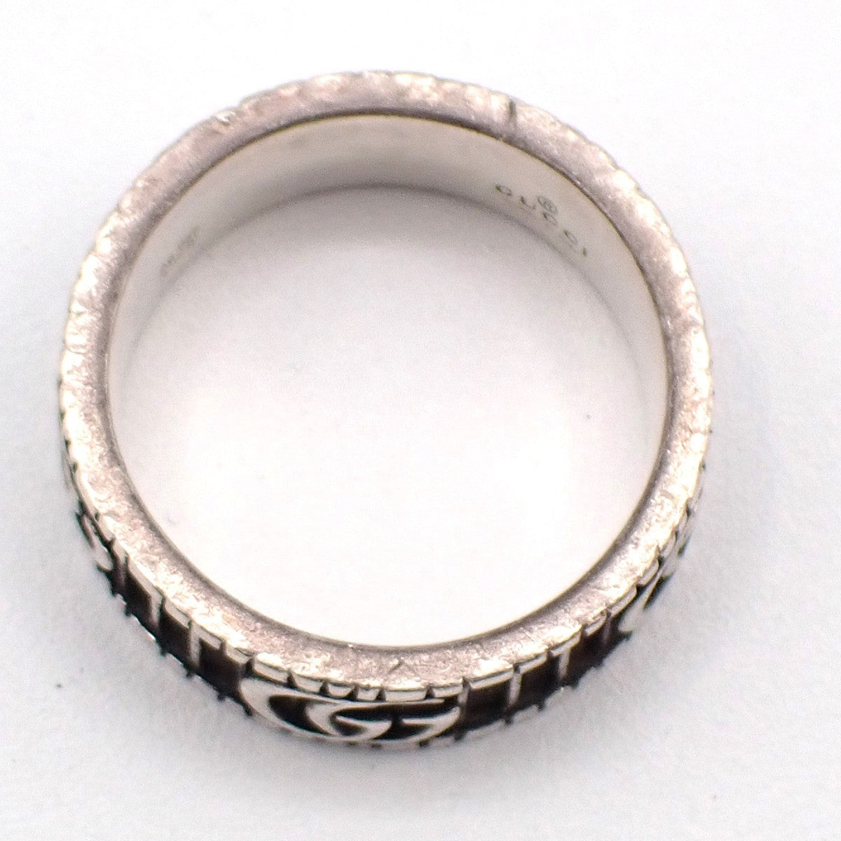 GUCCI GG Marmomt Logo Ring Silver 925 Italy Accessories Size JP 17/ US 8 66MA181
