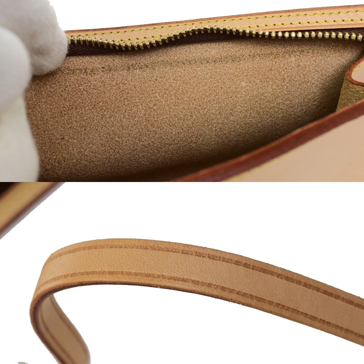 LOUIS VUITTON Logo Cabas Ambre  Pouch Bag Nomade Leather Beige Spain 04SJ427