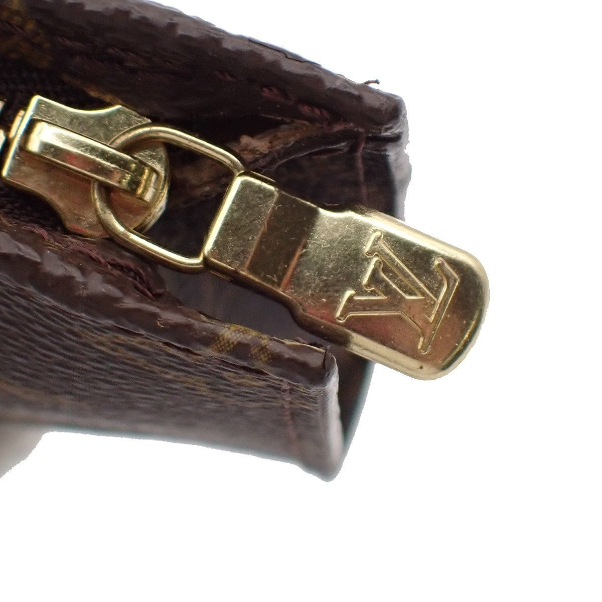 LOUIS VUITTON Logo BUCKET PM Pouch Bag Monogram Leather Brown France 60KB738
