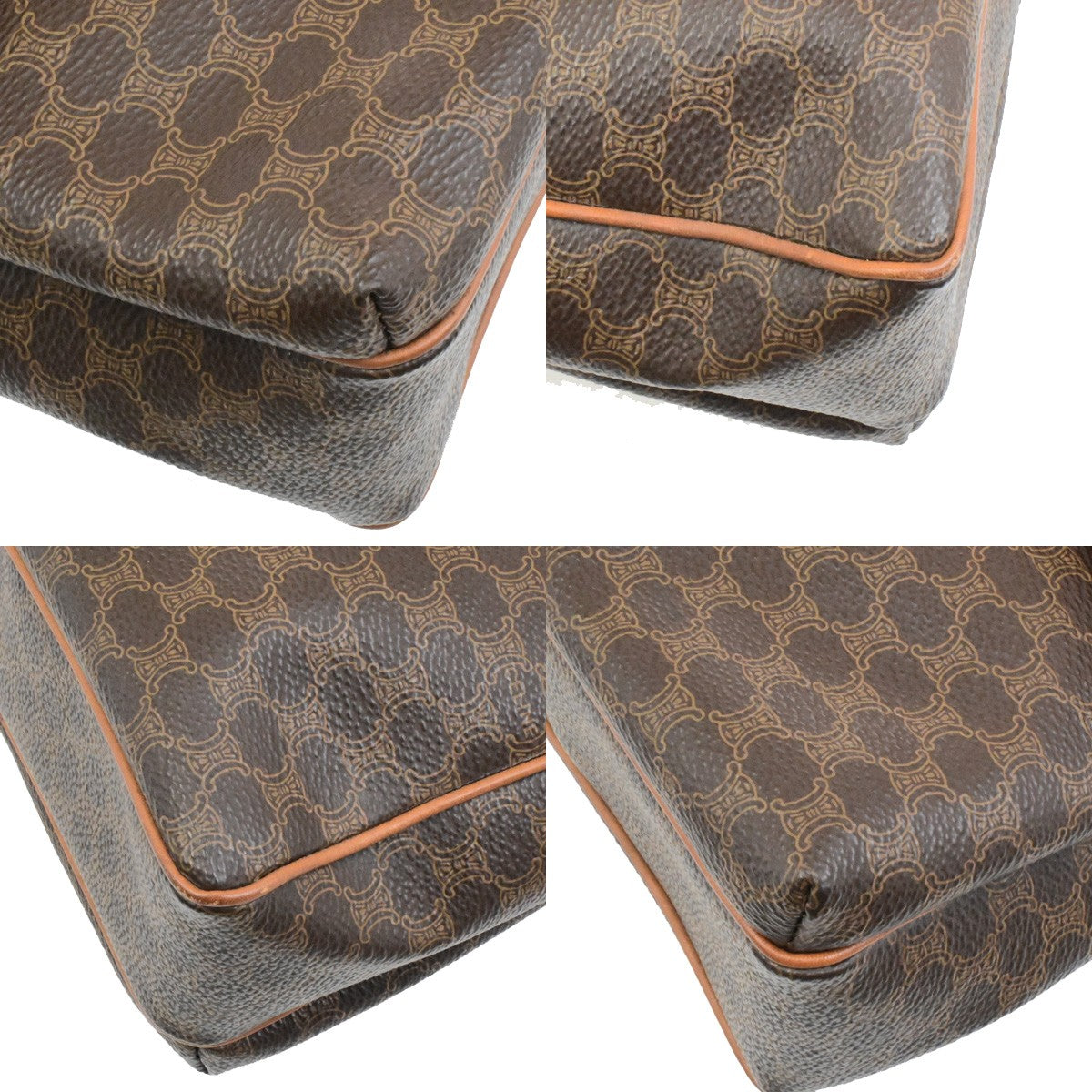 CELINE Logo Macadam Pattern Shoulder Bag PVC Leather Brown GHW Italy 64YH136