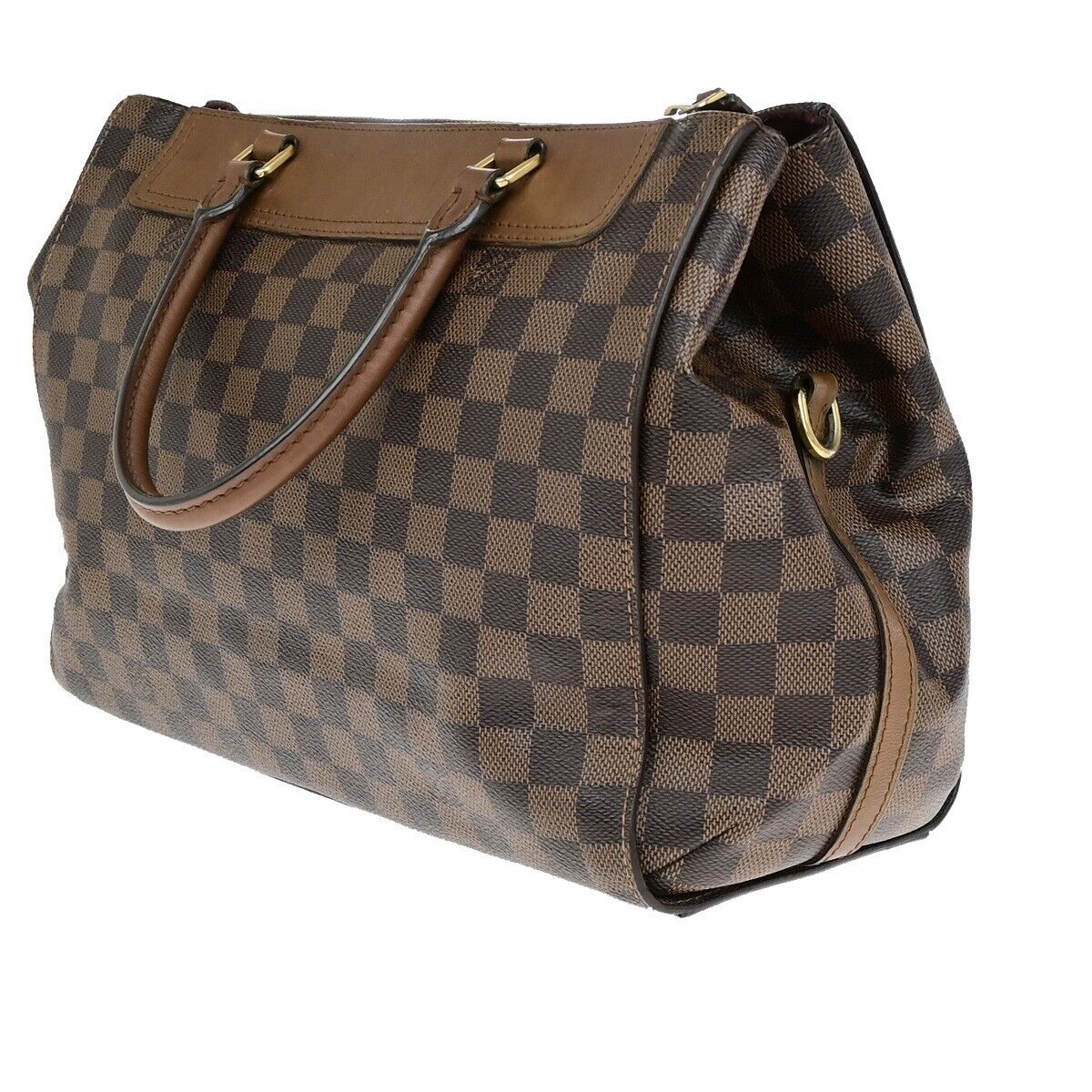 LOUIS VUITLOUIS LV Logo Greenwich Hand Bag Damier Leather Brown N41337 79ED031
