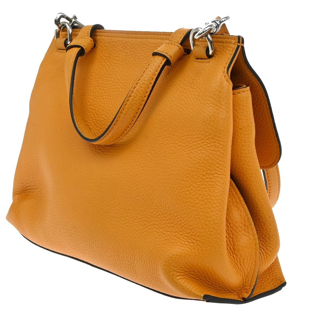 GUCCI GG Logo Daily 2Way Shoulder Hand Bag Bamboo Leather Orange 72KP091