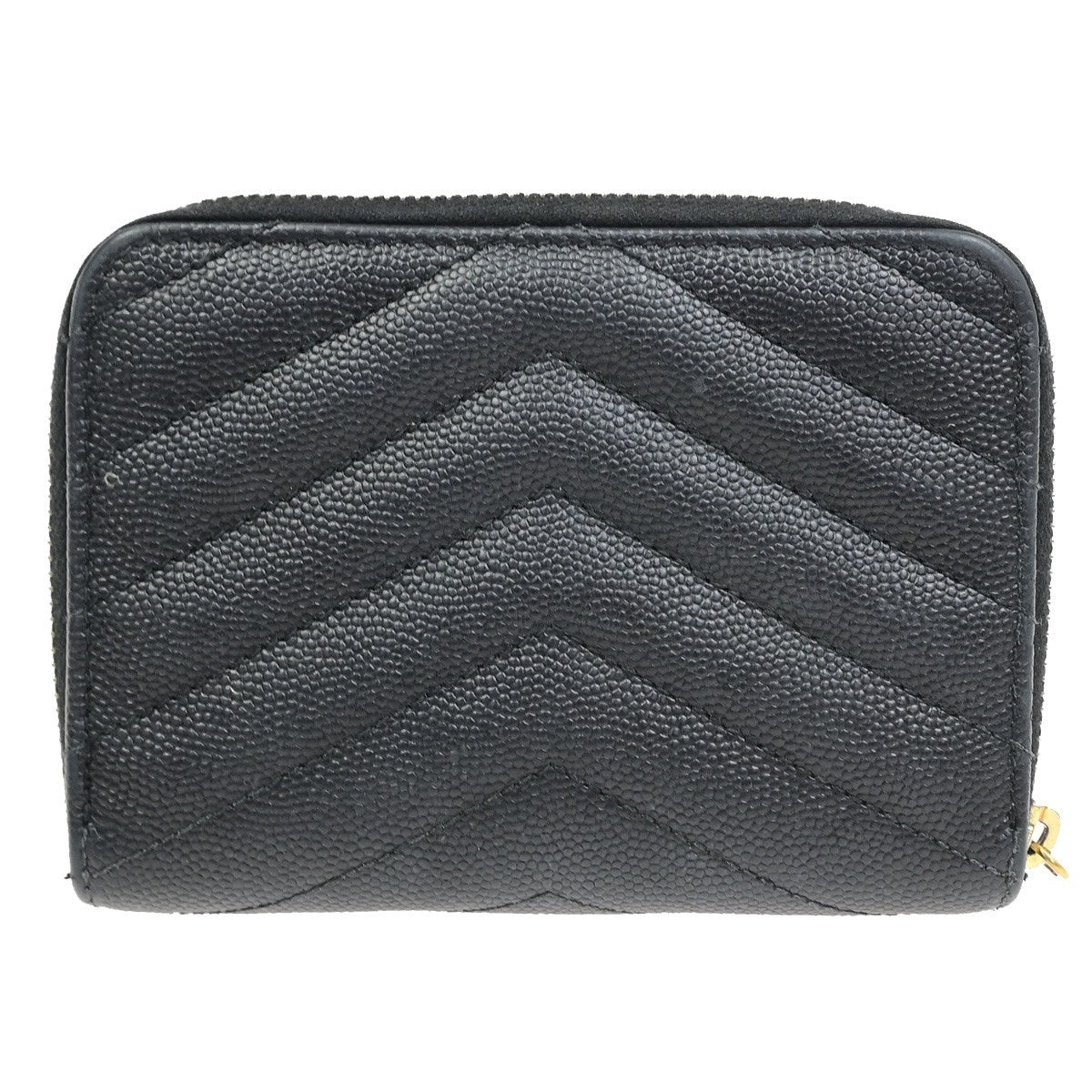 SAINT LAURENT YSL Logo Bifold Purse Wallet Leather Black GHW 38CB050