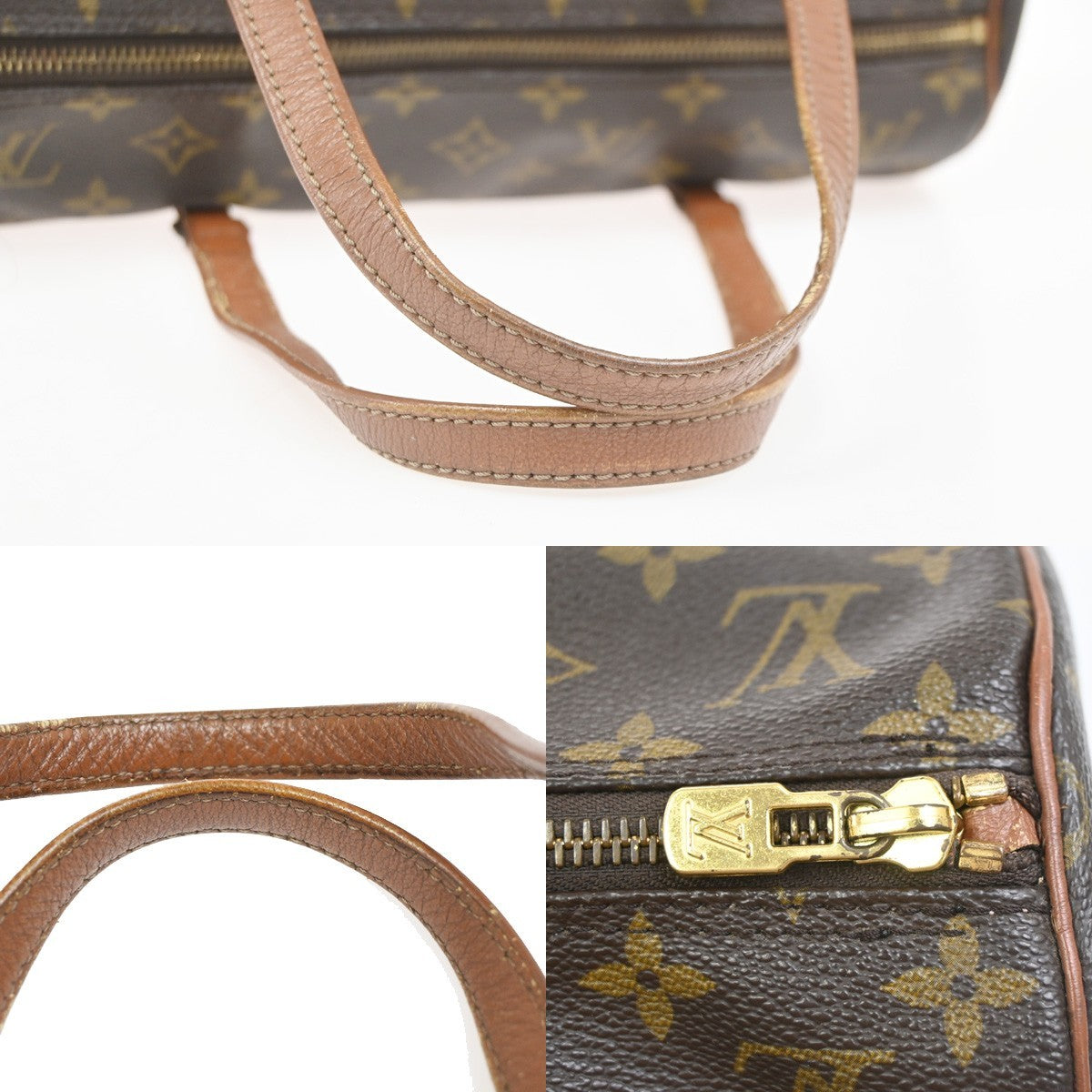 LOUIS VUITTON Logo PAPILLON 30 Hand Bag Monogram Leather Brown M51365 37ZA311