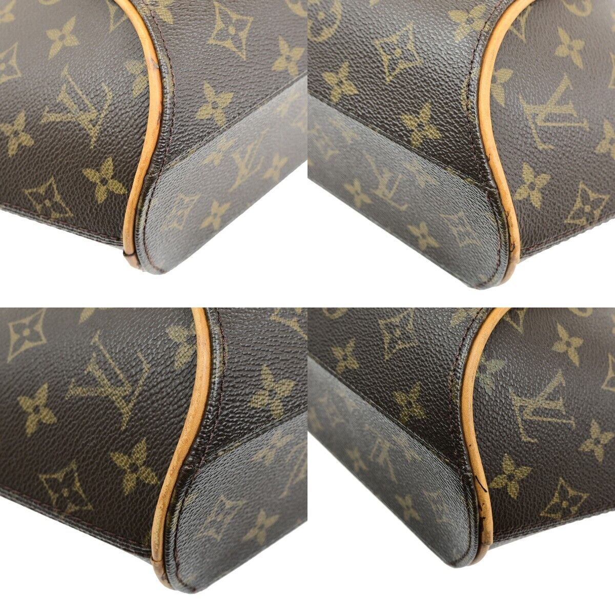 LOUIS VUITTON LV Logo Ellipse PM Hand Bag Monogram Leather Brown M51127 72ED452
