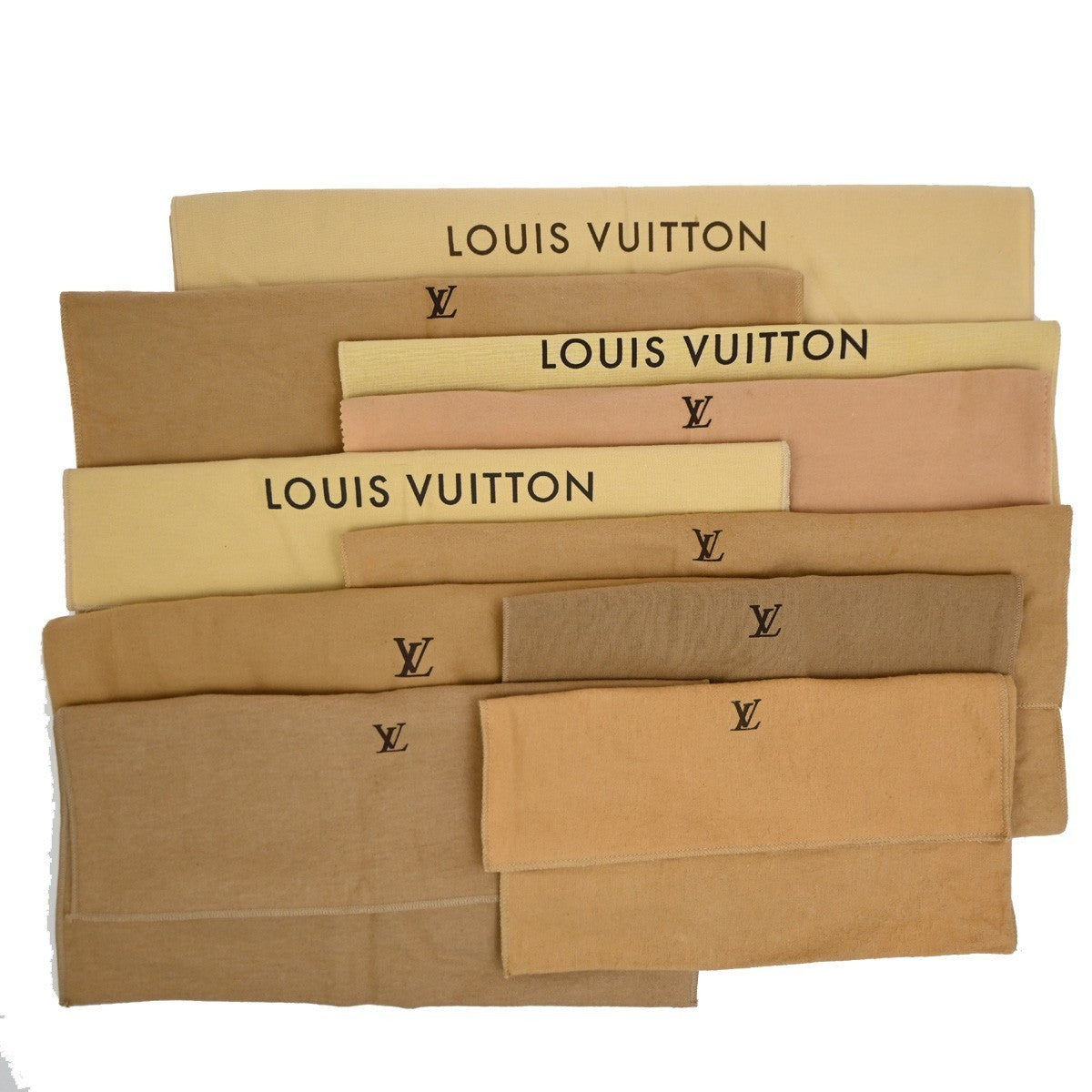 LOUIS VUITTON Logo 10 Set Dust Bags Drawstring Canvas Cotton Beige Brown 09KB827