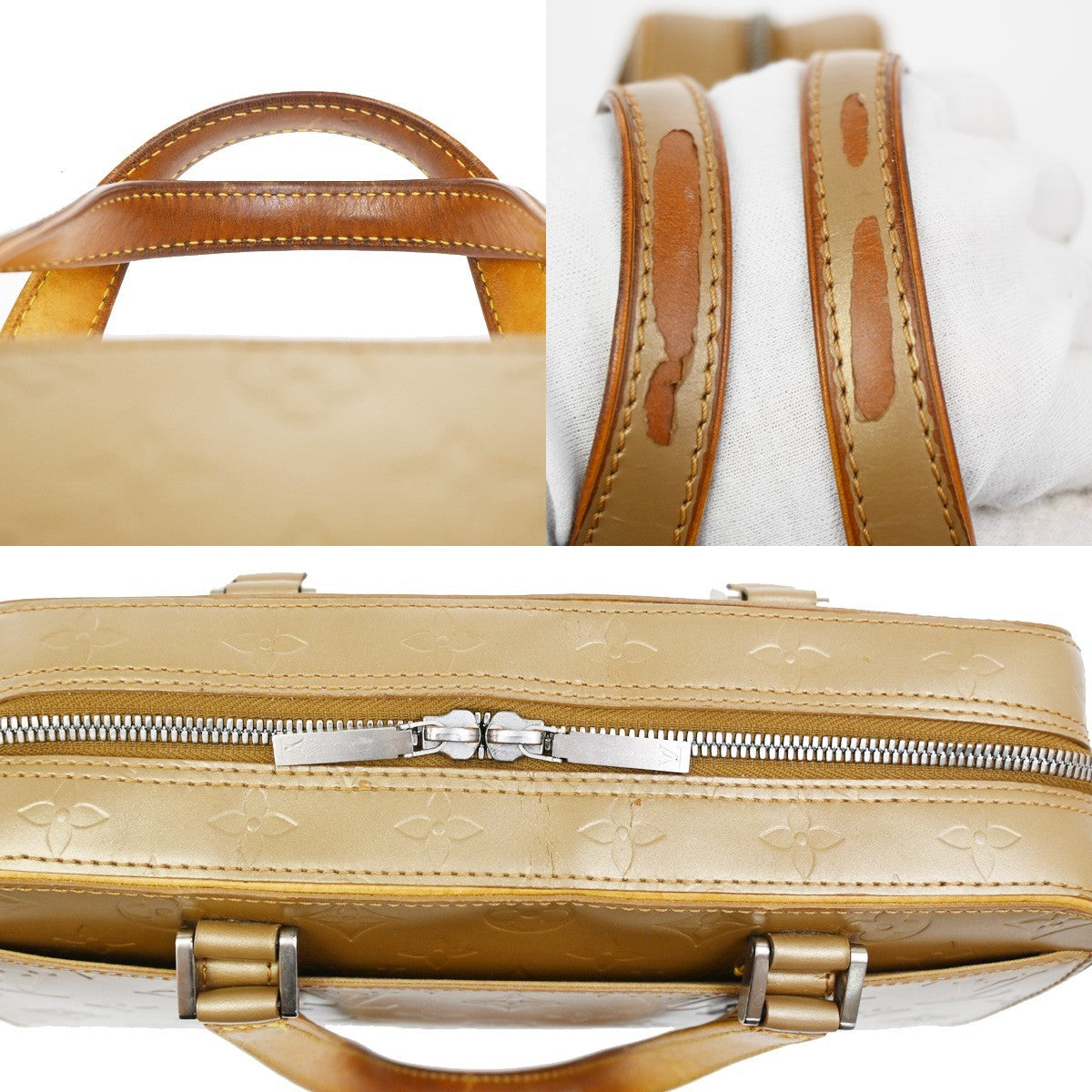 LOUIS VUITTON  Shelton MM Hand Bag Monogram Mat Leather Gold M55177 34TA037