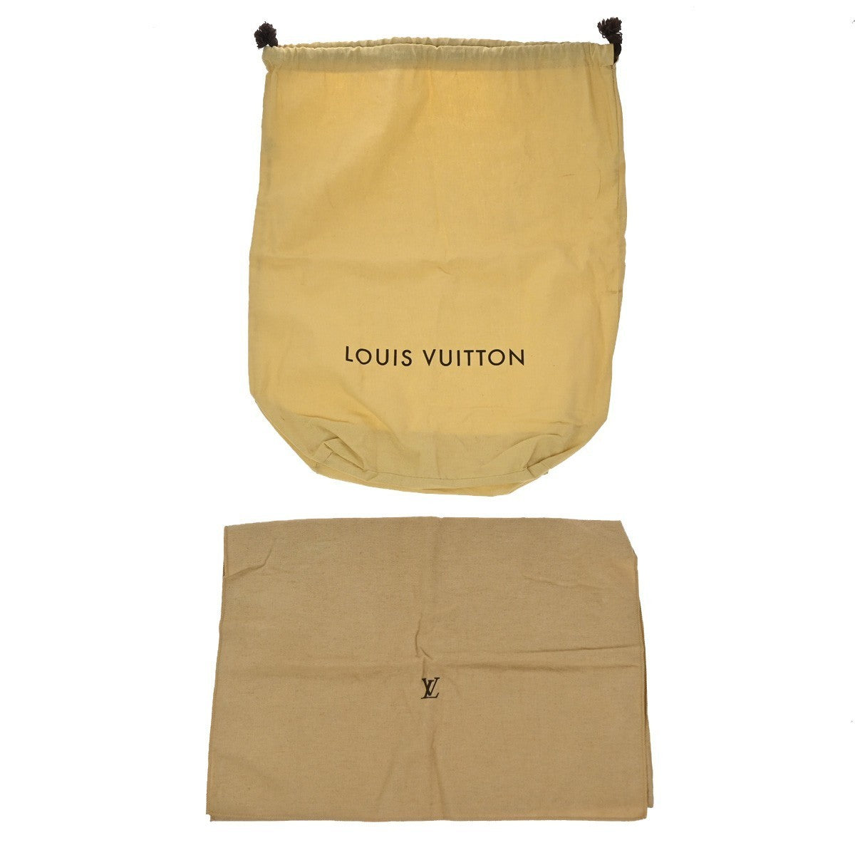LOUIS VUITTON Logo 10 Set Dust Bag Drawstring Canvas Cotton Beige Brown 09KP188