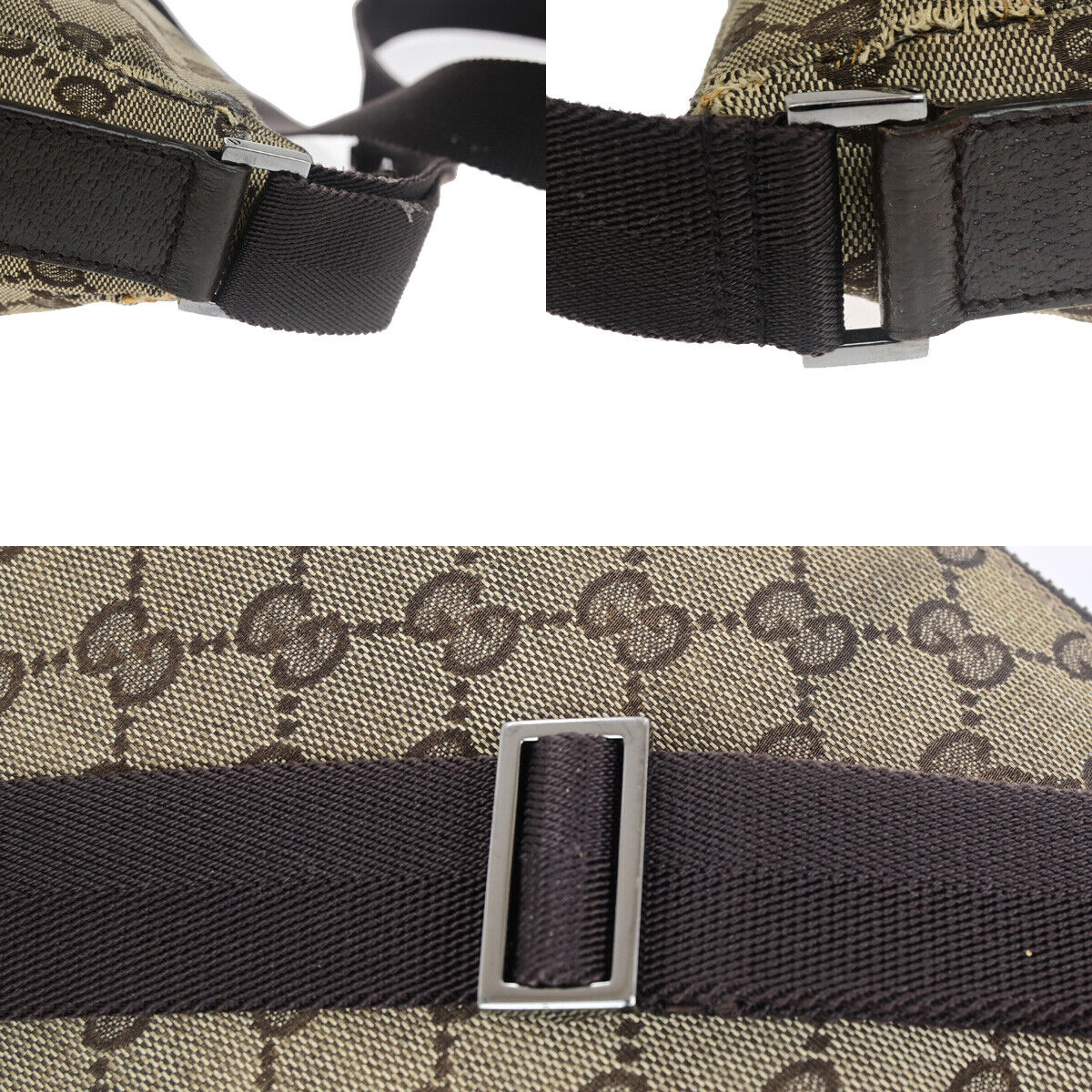 GUCCI Logo GG Pattern Shoulder Bag Canvas Leather Brown Italy 09SJ056