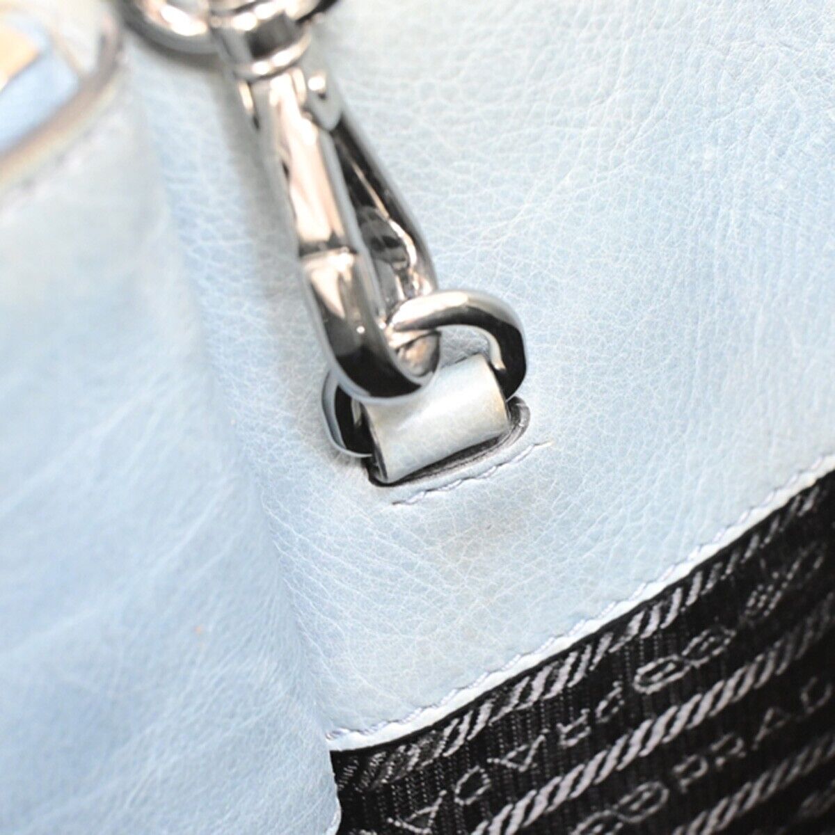 PRADA MILANO Logo 2Way Shoulder Hand Bag Leather Blue Silver Italy 88HC034