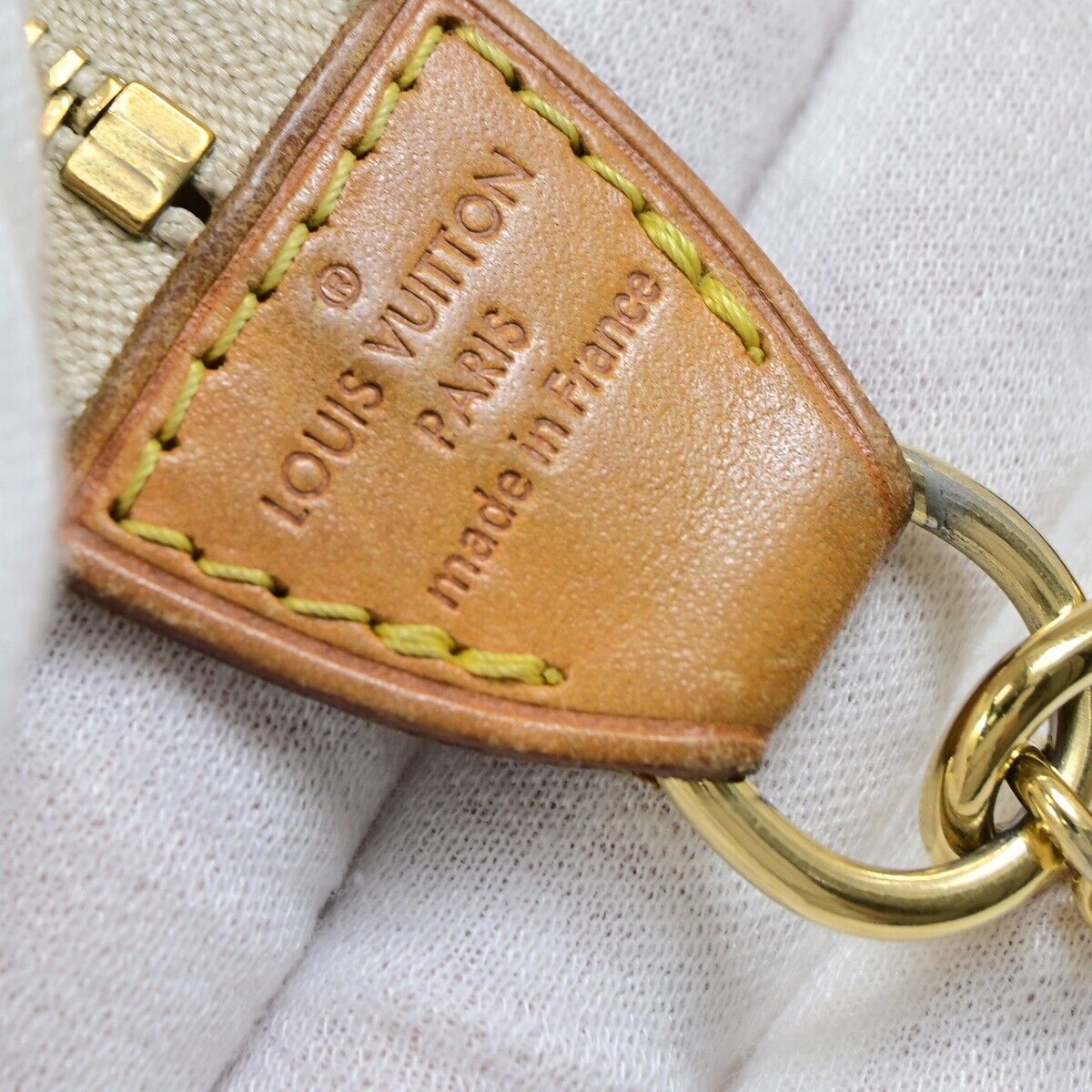 LOUIS VUITTON Eva Chain Shoulder Bag Damier Azur Leather White N55214 27FA678