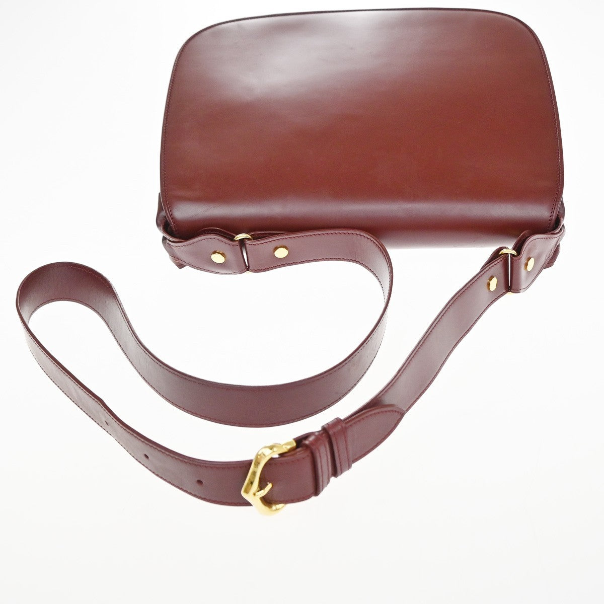 CARTIER 2C Logo Shoulder Crossbody Bag Leather Red GHW France 35YJ122