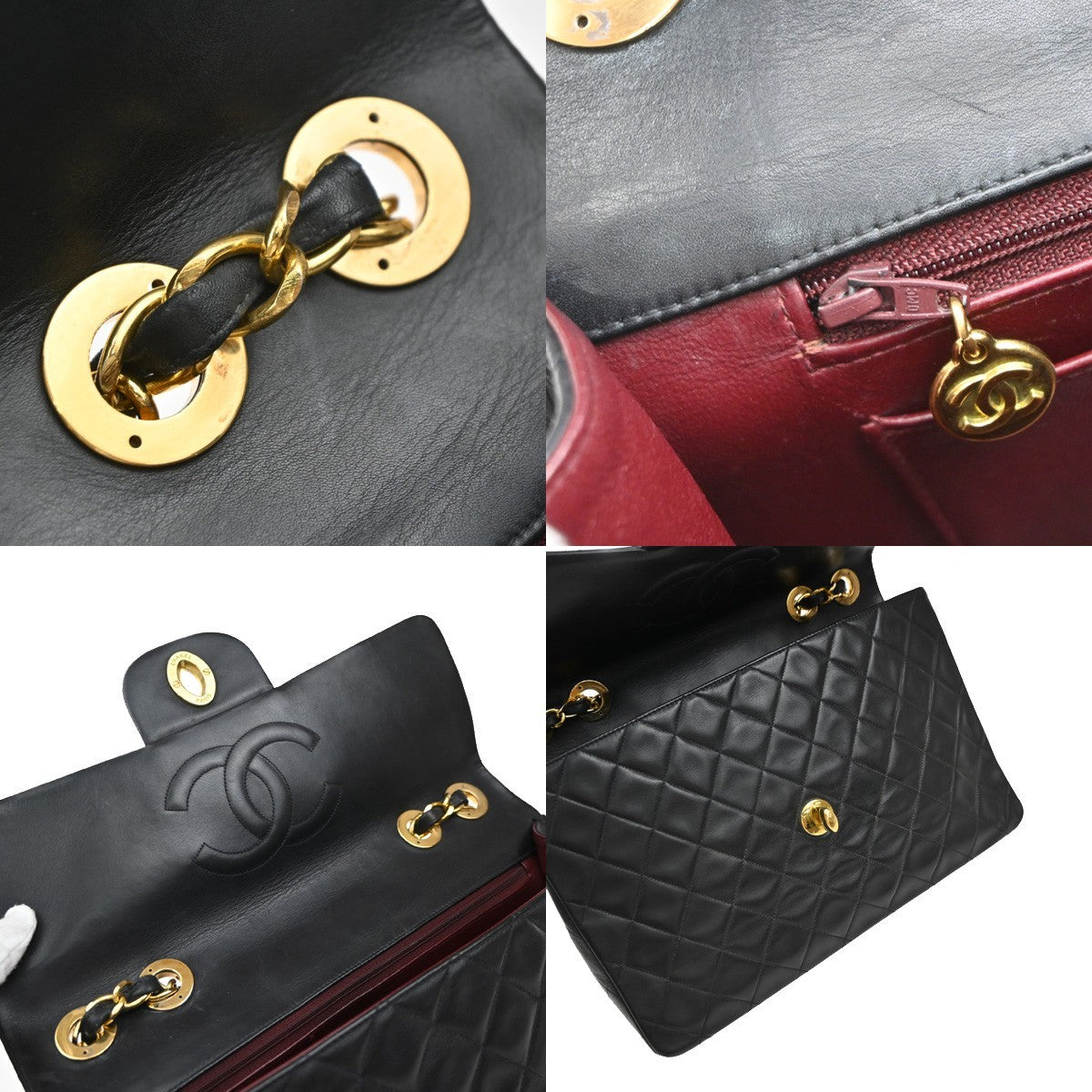 CHANEL Maxi Jumbo Matelasse 34 Chain Shoulder Bag Leather Black Vintage 356RF833