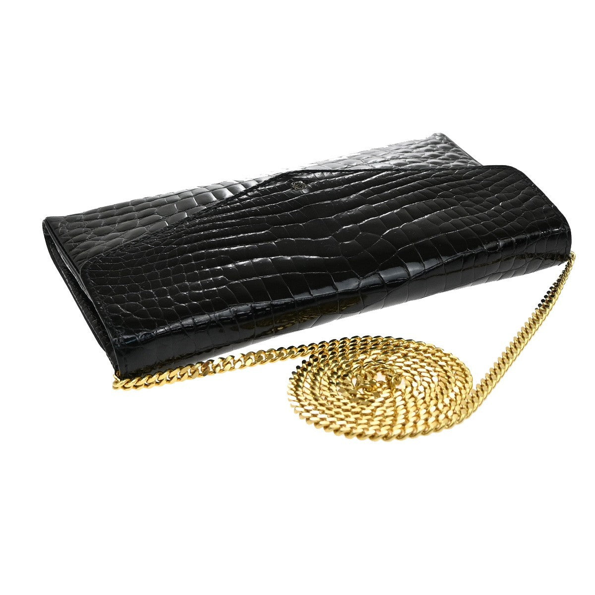 LOEWE Anagram 2way Chain Shoulder Clutch Bag Embossing Leather Brack 88KB476