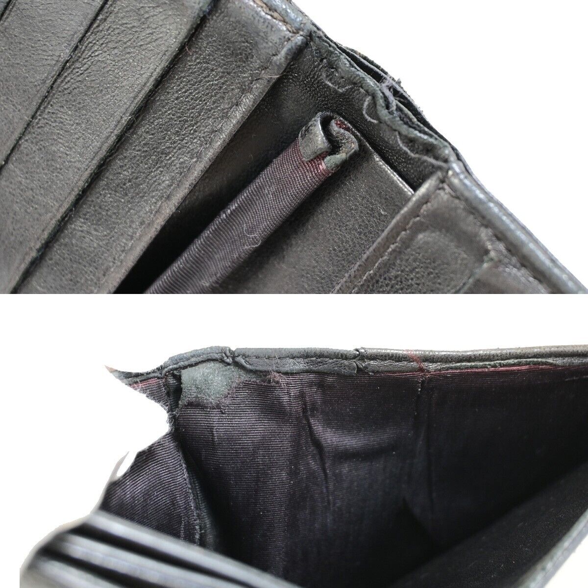 CHANEL CC Logo Bifold Wallet Purse Caviar Skin Leather Black GHW France 01YE954