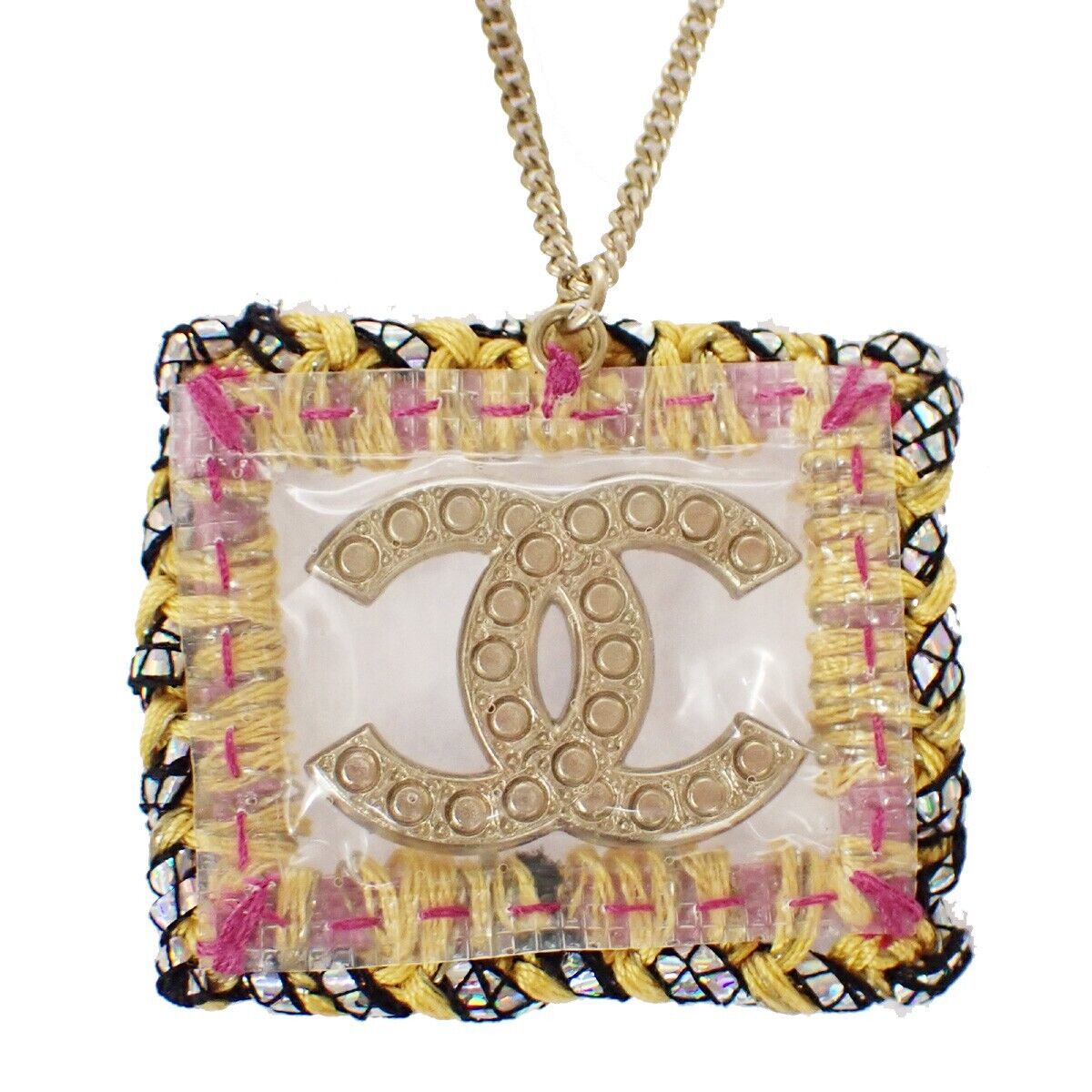 CHANEL CC Logo Chain Necklace A14K Imitation Pearl Gold France Accessory 73RH676