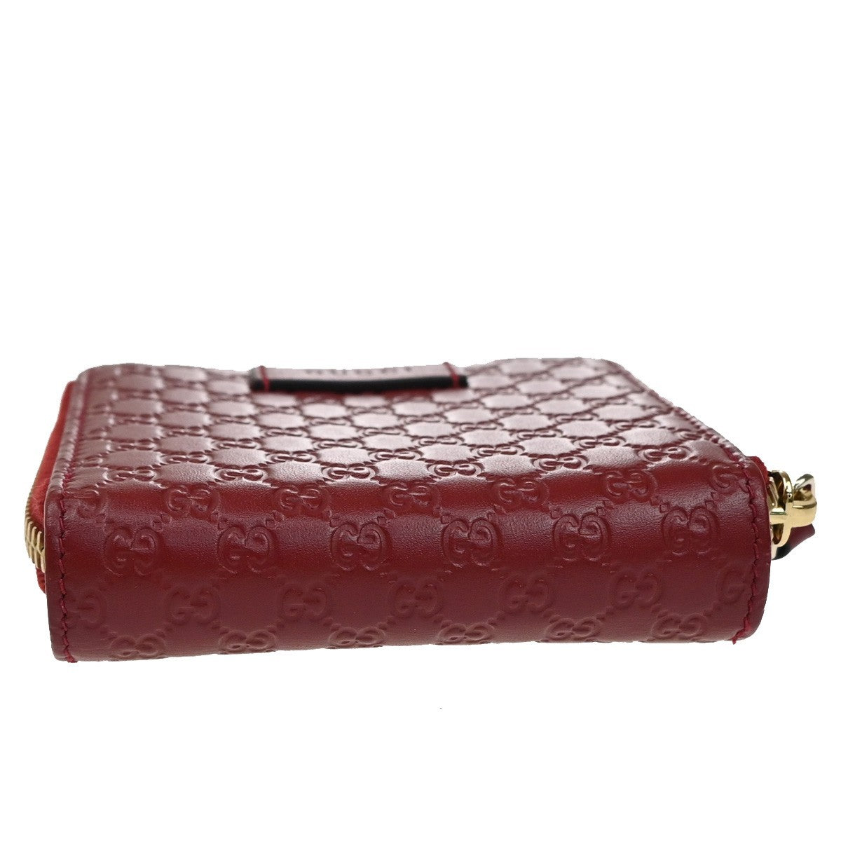 GUCCI Micro Guccissima GG Pattern Bifold Zipper Wallet Leather Red 34KP105
