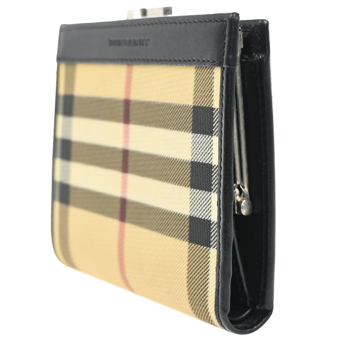 BURBERRY Logo Nova Check Bifold Wallet PVC Leather BE BK SHW Italy 07KC597
