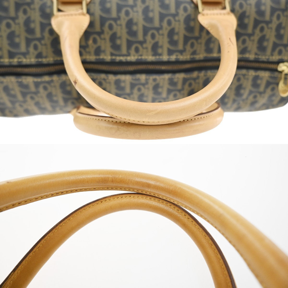 CHRISTIAN DIOR Trotter Boston Hand Bag PVC Leather Khaki BK GHW France 70MA499