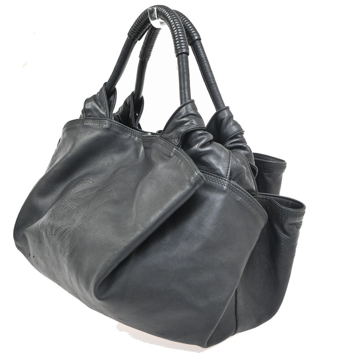 LOEWE ANAGRAM Logo Aire Handbag Nappa Leather Black SHW Spain 84CA580