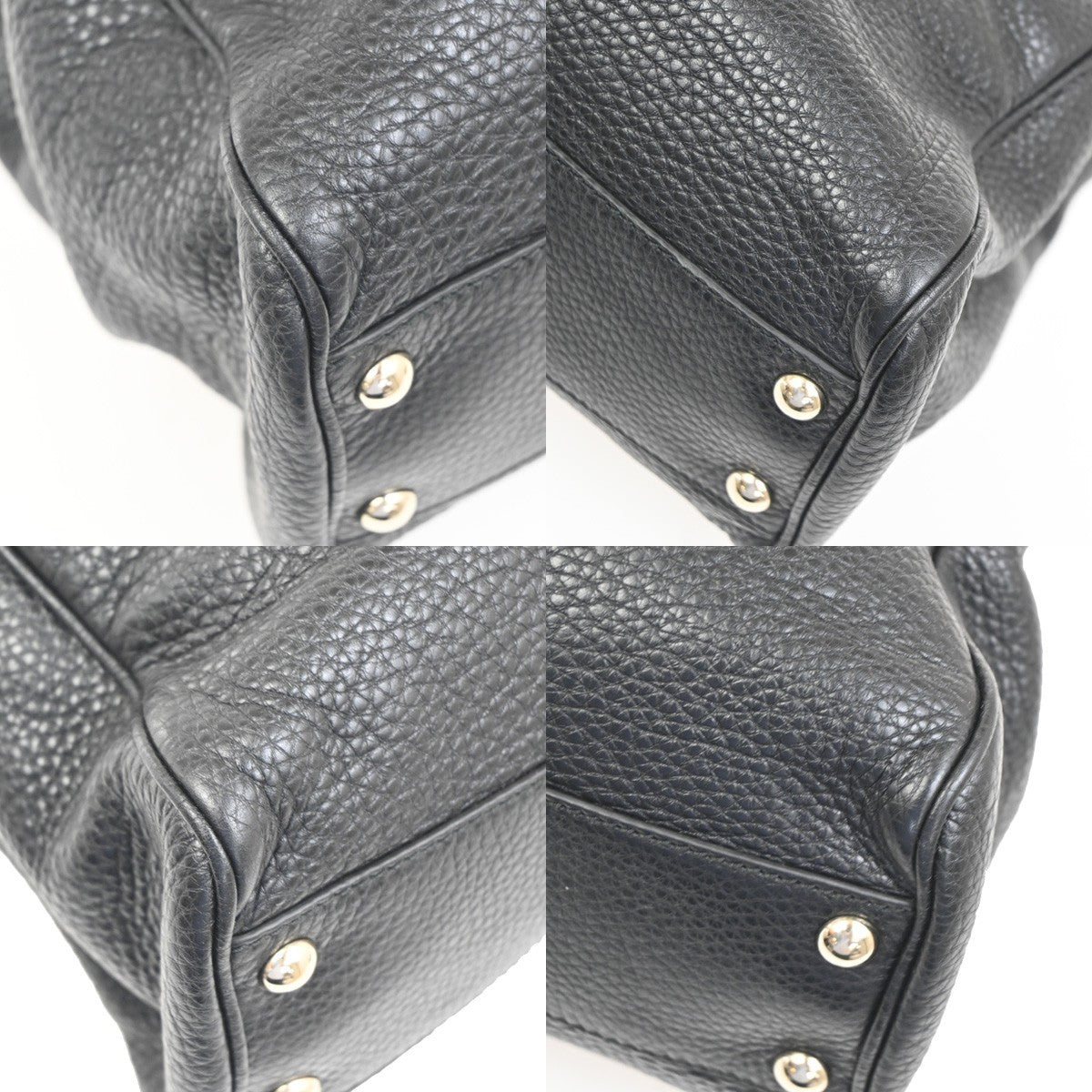GUCCI Bamboo Shopper Tote 2Way Shouledr Handbag Leather Black GHW 18CA418