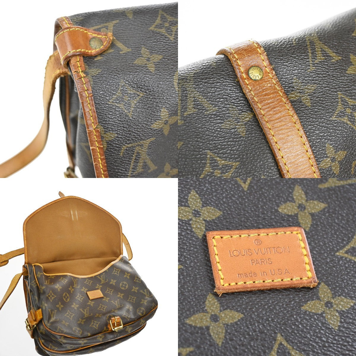 LOUIS VUITTON Logo Saumur 30 Shoulder Bag Monogram Leather Brown M42256 31KB564