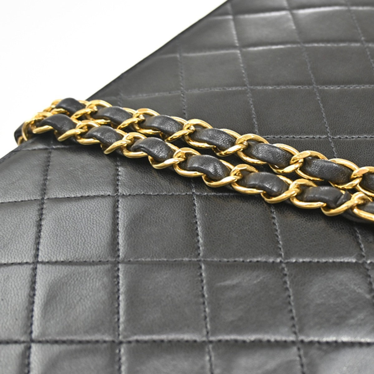 CHANEL CC Logo Matelasse 25 Chain Shoulder Bag Leather BK GHW Vintage 620RL451