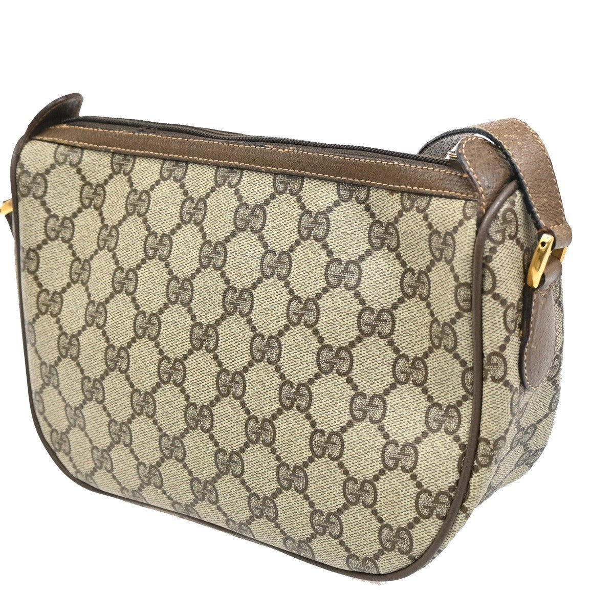 GUCCI Old Gucci Sherry Line Shoulder Bag PVC Leather Beige Italy 38MA031