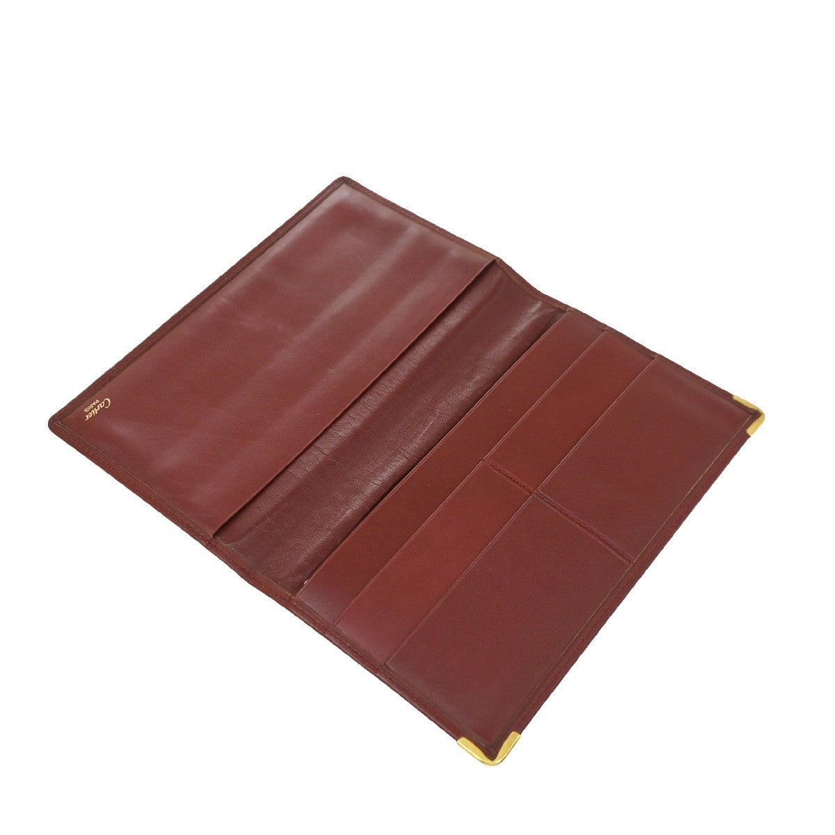 Must De Cartier 2C Logo Bifold Long Wallet Purse Leather Red Spain 08KD162