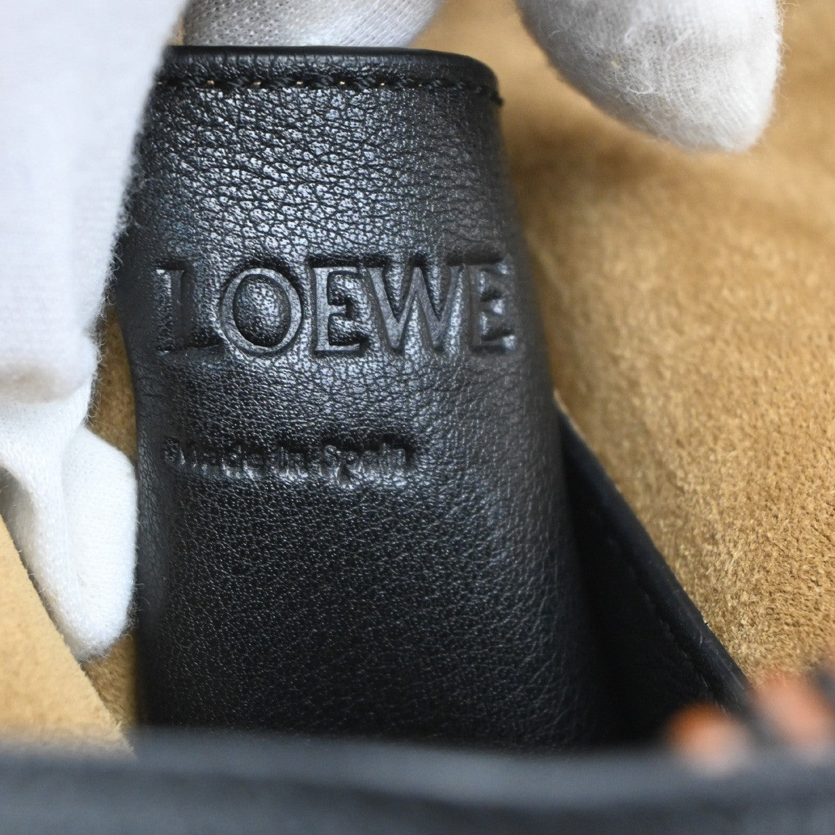 LOEWE Logo Anagram Gate Bucket 2Way Handle Shoulder Bag Leather BK Spain 24RL910