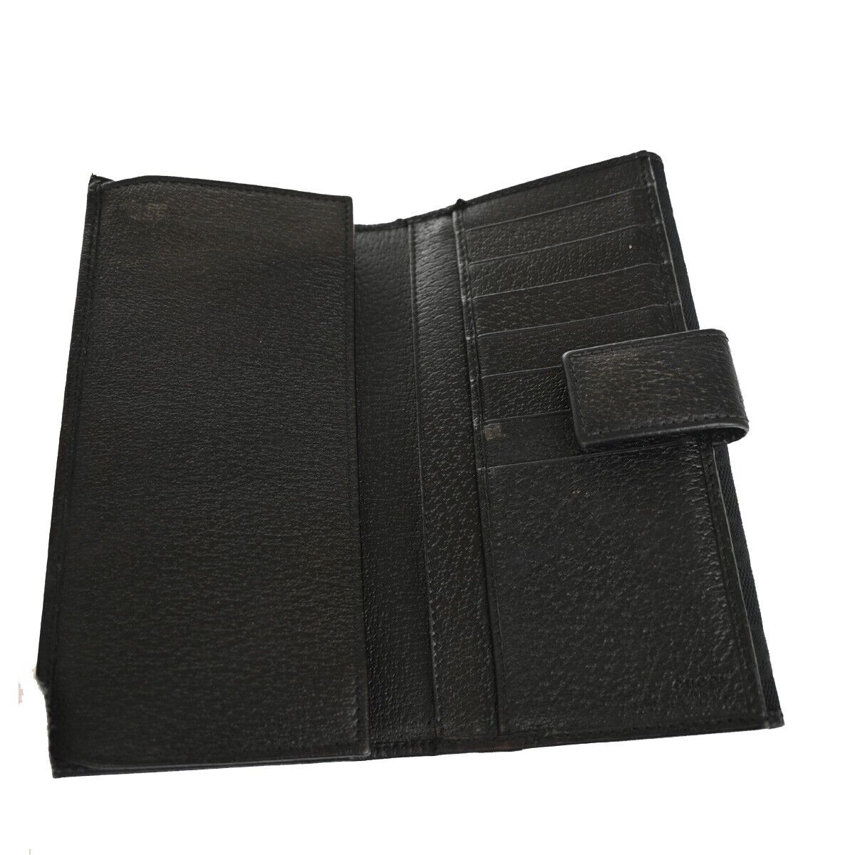 GUCCI Princy GG Pattern Long Bifold Wallet Purse Canvas Leather Black 02YD939