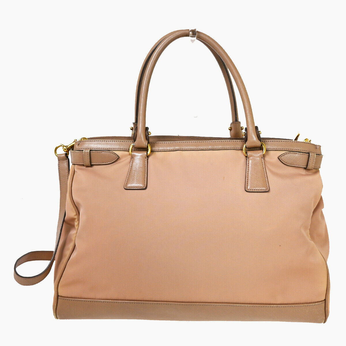 SALVATORE FERRAGAMO Gancini 2way Shoulder Bag Nylon Leather Pink Beige 66YE151