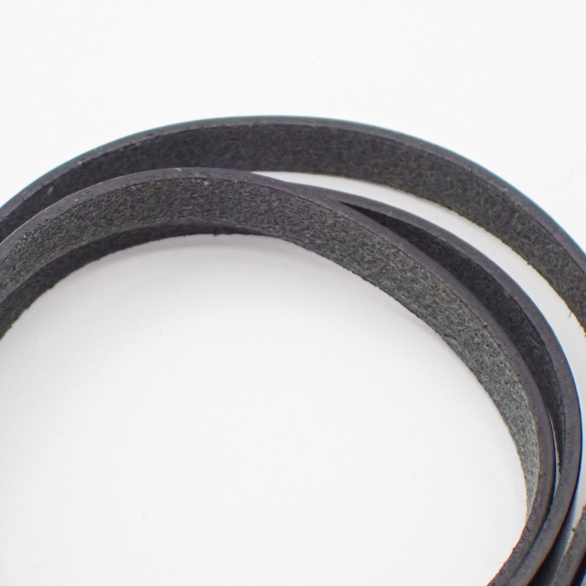 HERMES Api 3 Triple Tour Long Bracelet SHW Leather Sliver Black 67RF760