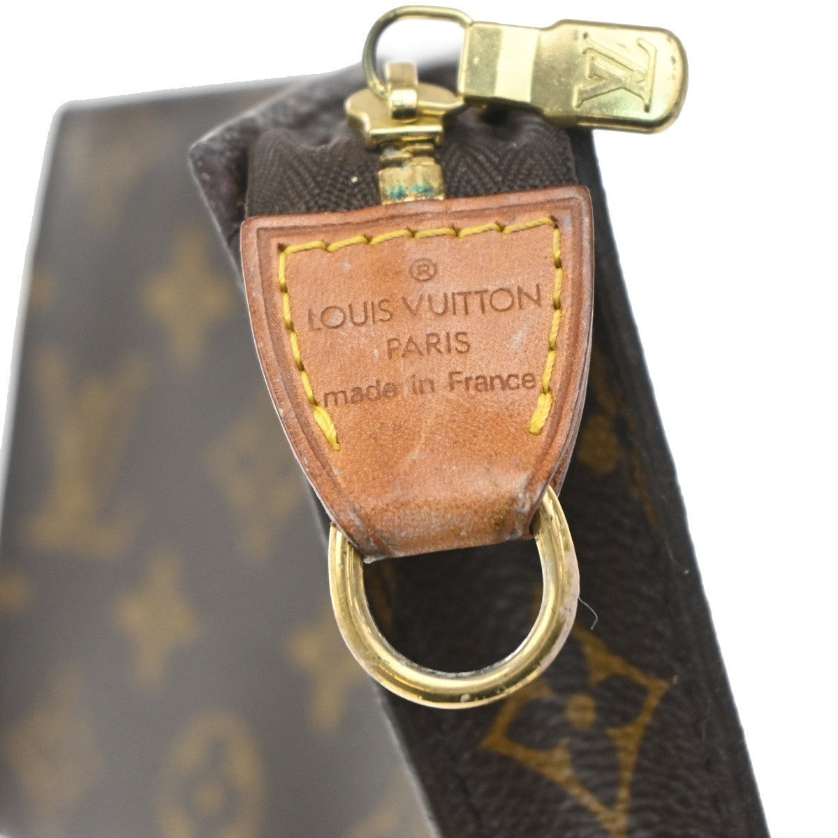 LOUIS VUITTON Logo BUCKET GM Pouch Bag Monogram Leather Brown France 05EG176