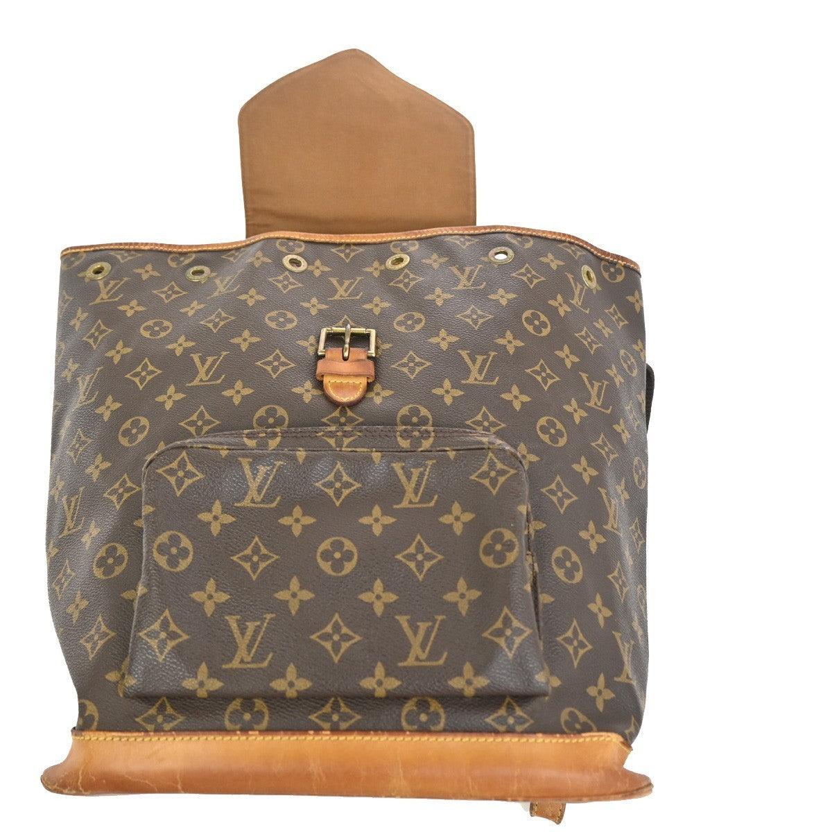 LOUIS VUITTON Montsouris GM Backpack Bag Monogram Leather Brown M51135 64ZA353