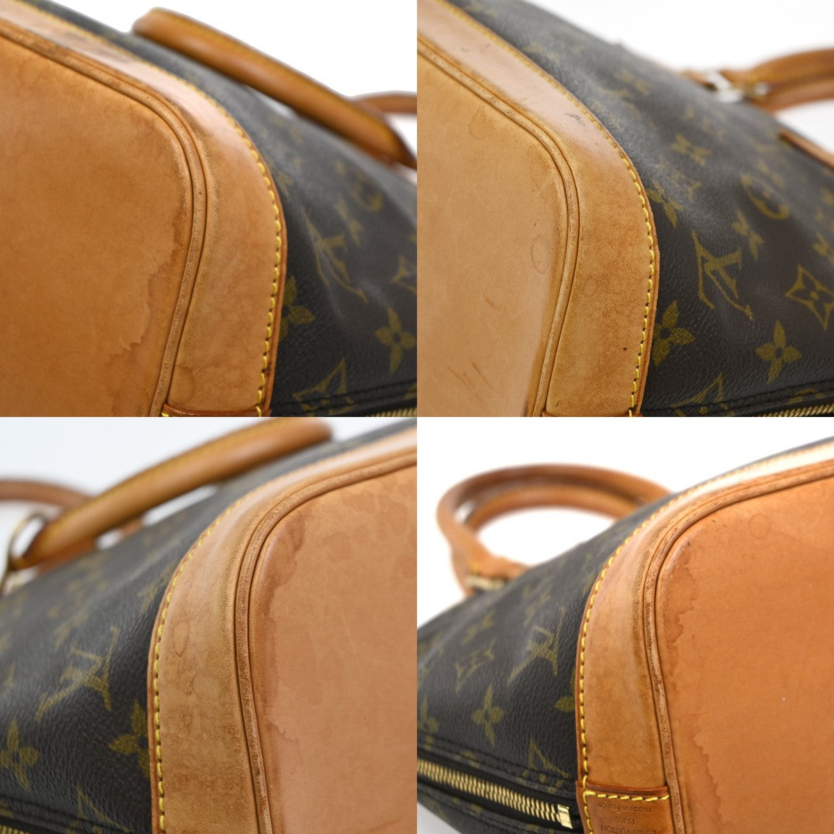 LOUIS VUITTON LV Logo Alma Hand Bag Monogram Leather Brown France M51130 88KC295