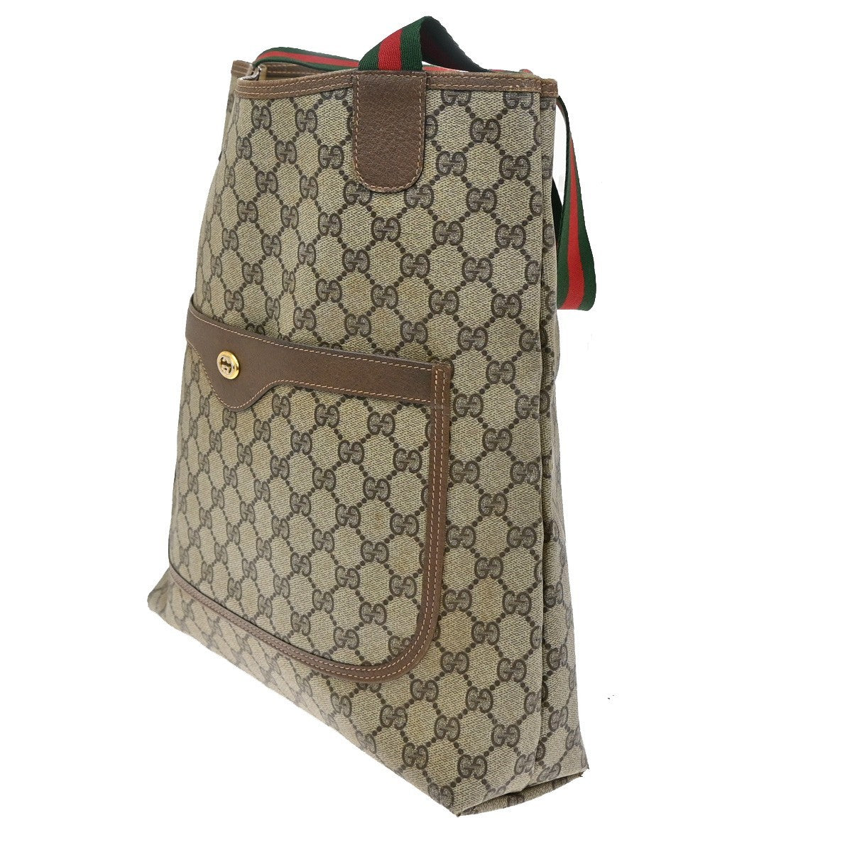 GUCCI Logo Sherry GG Pattern Shoulder Bag PVC Leather Brown Gold Italy 04YH816