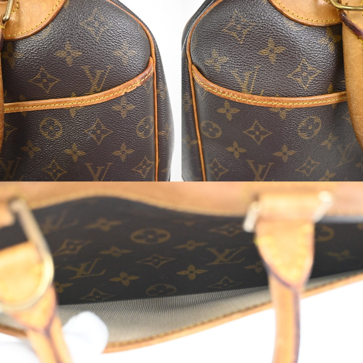 LOUIS VUITTON LV Logo Deauville Hand Bag Monogram Leather Brown M47270 37YH878