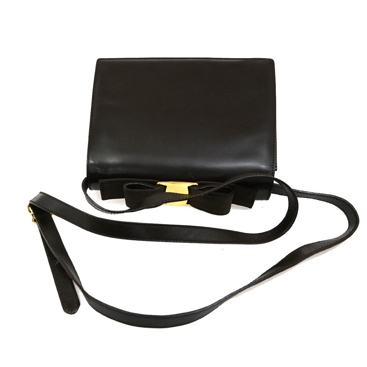 Salvatore Ferragamo Vara Bow Ribbon Hand Bag Leather Brown GHW Italy 05CA495