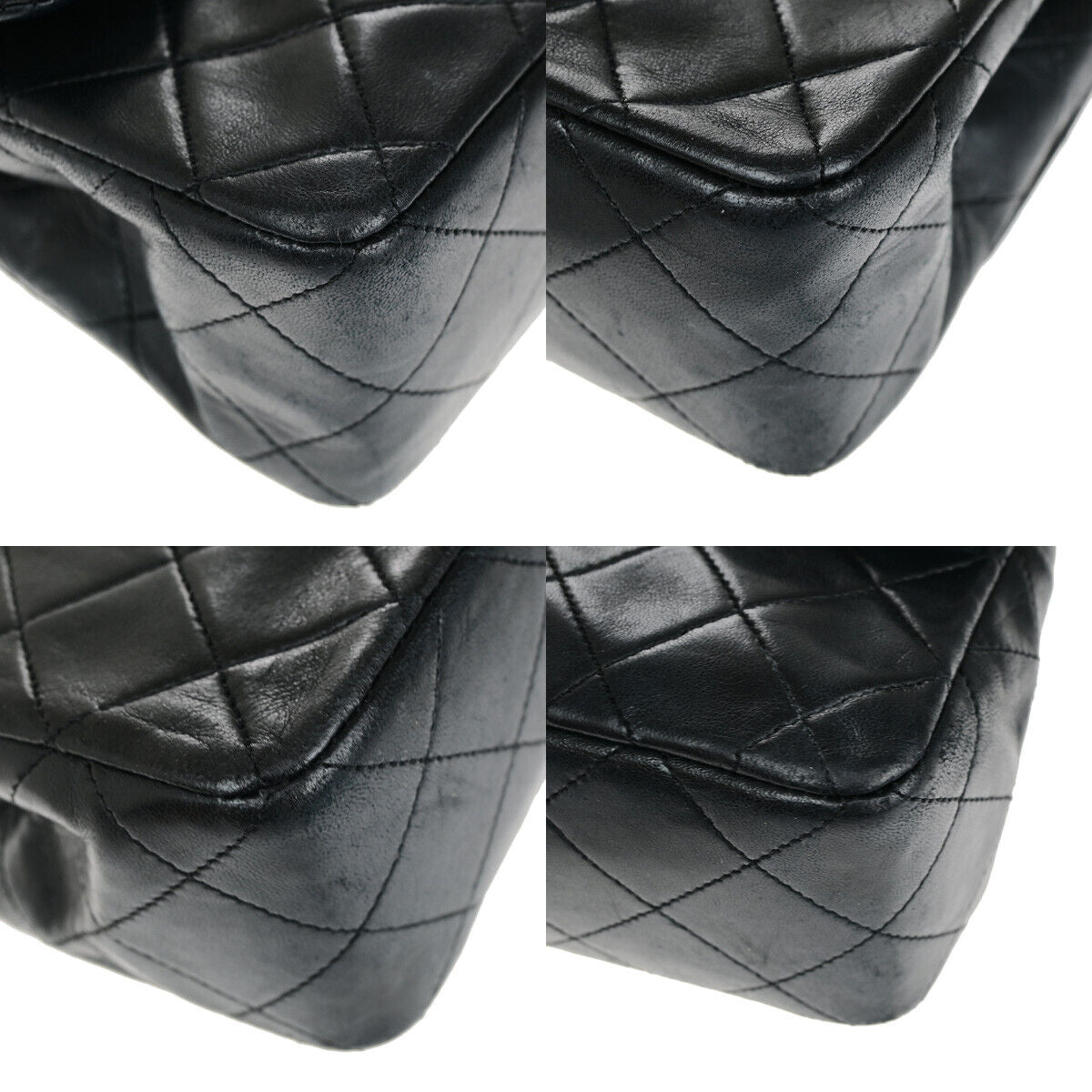 CHANEL CC Matelasse 23 Double Flap Chain Shoulder Bag Leather Black GHW 807RK150