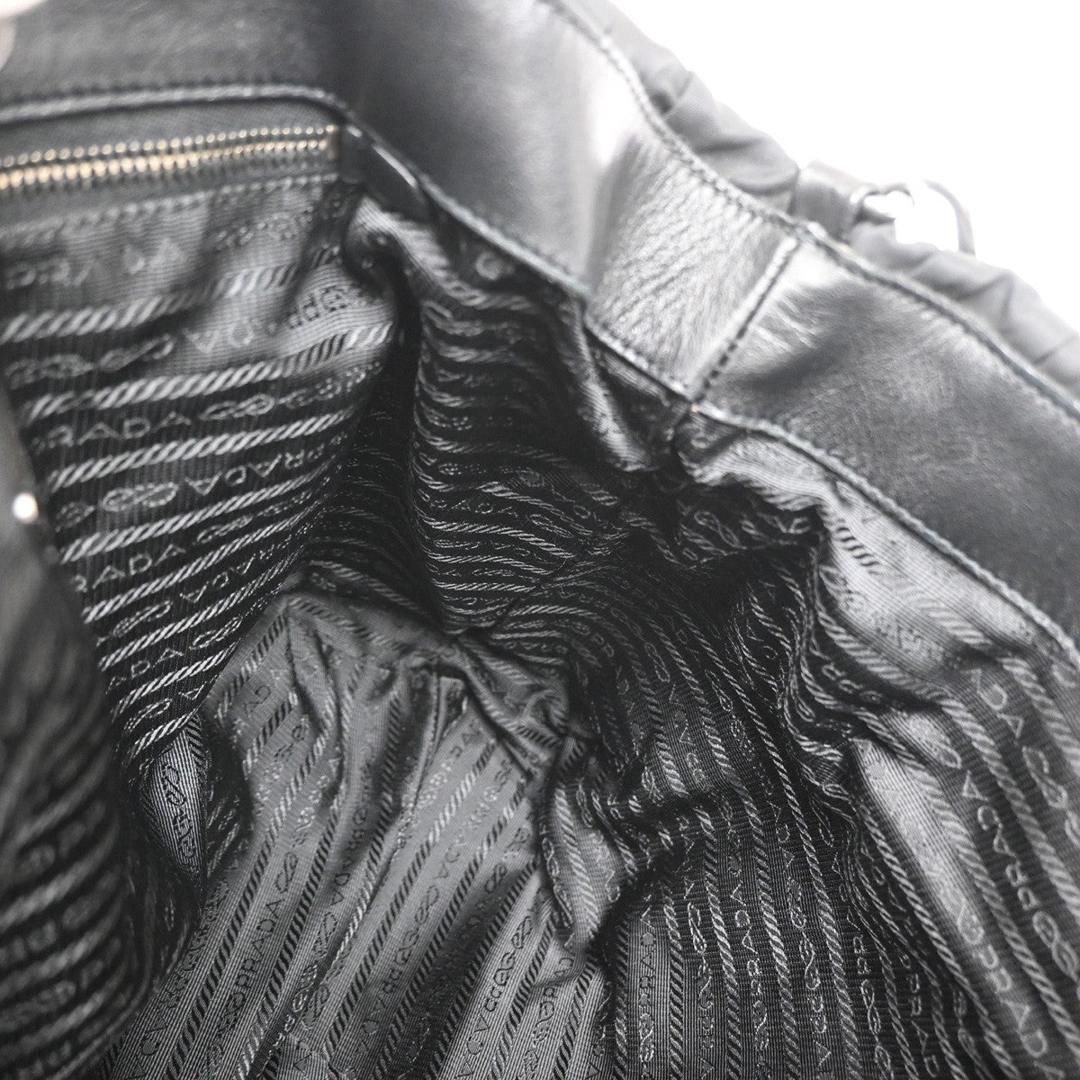 PRADA Tessuto  Gaufre 2Way Shoulder Hand Bag Nylon Leather Black SHW 86YJ140