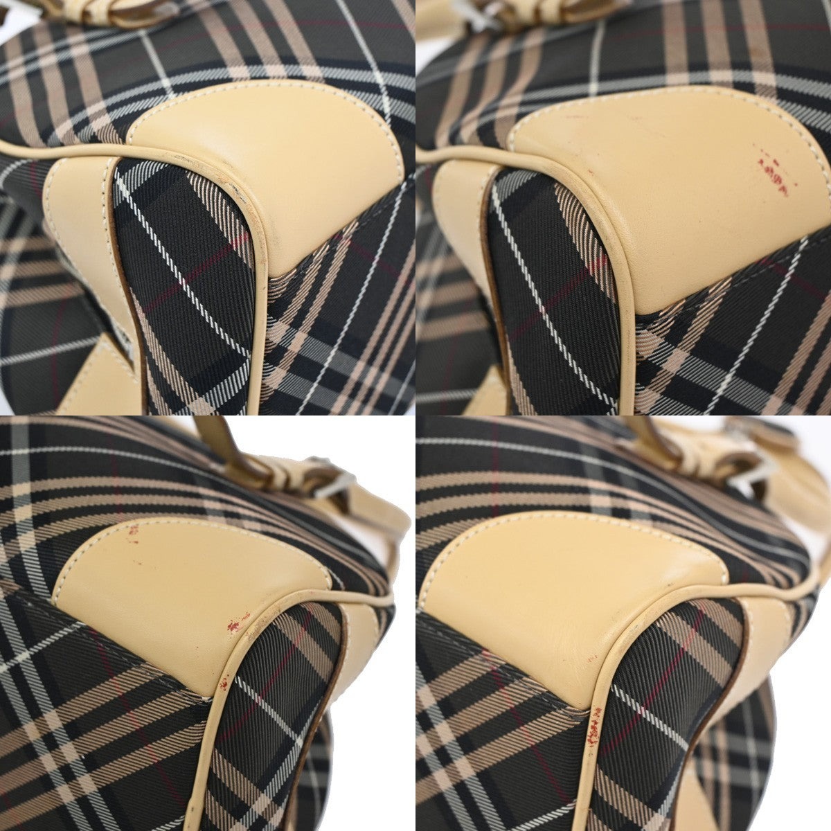 BURBERRY LONDON BLUE LABEL Nova Check Hand Bag Canvas Leather BE BK 63DA185